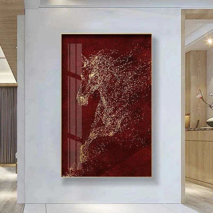 Regal Golden Stallion Canvas Artwork for Upscale Home Aesthetics - Très Elite