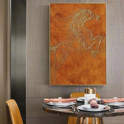 Regal Golden Stallion Canvas Artwork for Upscale Home Aesthetics - Très Elite