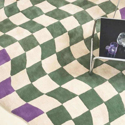 Regal Ruby Luxe Checkerboard Area Rug - Très Elite