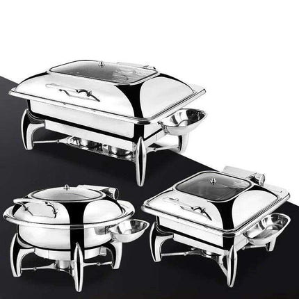 Regal Stainless Steel Chafing Dish Set with Hydraulic Warmer and Hot-Water Container - Très Elite