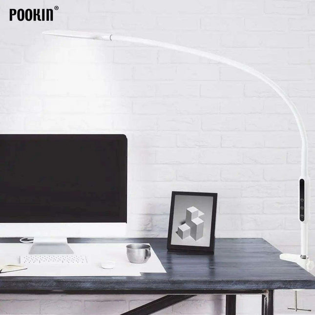 Remote-Controlled Adjustable LED Clip-On Desk Lamp with Multiple Brightness and Color Settings