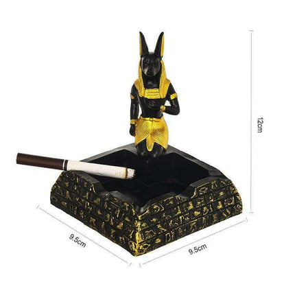 Resin Ashtray with Anubis, Cat, and Pharaoh Motifs - Ancient Egyptian Design - Très Elite
