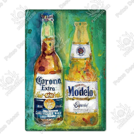 Retro Beer Sign Metal Wall Decor - Timeless Home Bar and Garage Accent - Très Elite