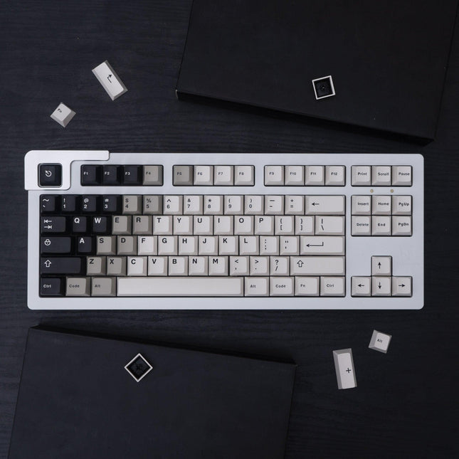 Retro Black and White Gradient Cherry Profile Keycap Set for MX Mechanical Keyboards