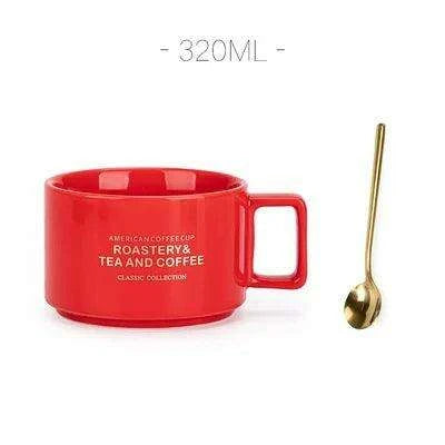 Retro Ceramic Mug and Spoon Set - Charming 320ml Drinkware for a Thoughtful Gift - Très Elite