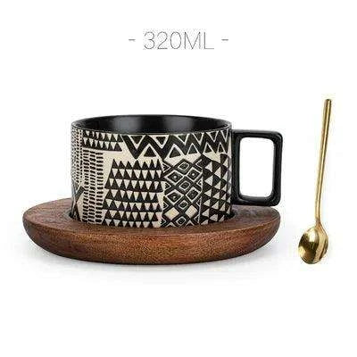 Retro Ceramic Mug and Spoon Set - Charming 320ml Drinkware for a Thoughtful Gift - Très Elite