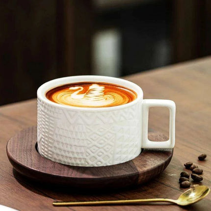 Retro Ceramic Mug and Spoon Set - Charming 320ml Drinkware for a Thoughtful Gift - Très Elite