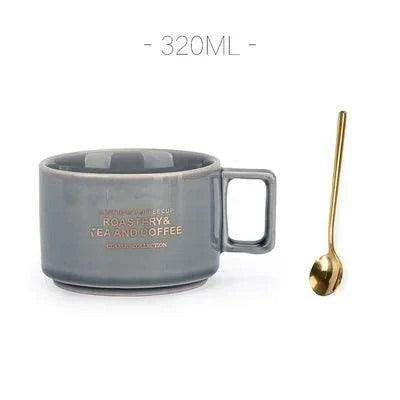 Retro Ceramic Mug and Spoon Set - Charming 320ml Drinkware for a Thoughtful Gift - Très Elite