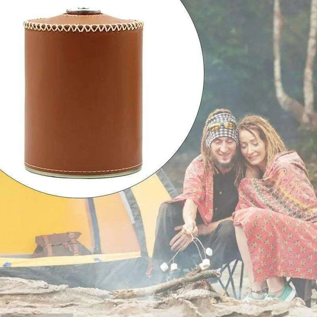 Retro Chic Leather Gas Can Cover - Stylish Air Bottle Protector