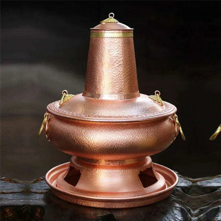Retro Copper Charcoal Hot Pot - Premium Handcrafted Cooking Vessel - Très Elite