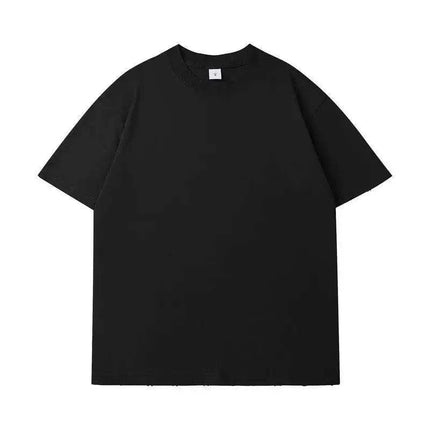 Retro Distressed Oversized Black T-Shirt - Unisex Heavyweight Cotton Urban Fashion - Très Elite