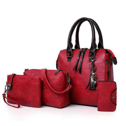 Retro Elegance: Four-Piece Messenger Bag and Purse Set - Très Elite