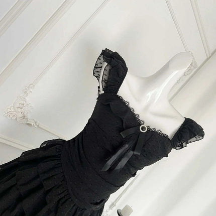 Retro Emo-Inspired Sleeveless A-Line Summer Dress - 90s Gothic Square Neck Mini Frock for Women - Très Elite