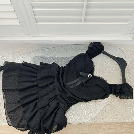 Retro Emo-Inspired Sleeveless A-Line Summer Dress - 90s Gothic Square Neck Mini Frock for Women - Très Elite