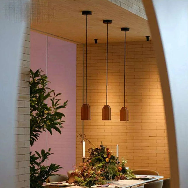 Retro-Inspired Orange Concrete Pendant Light for Contemporary Interiors