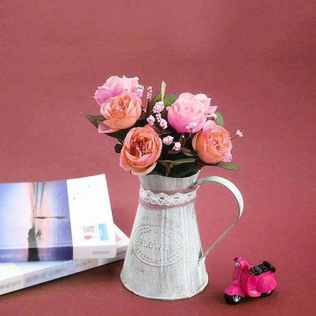 Retro Iron Vase with Distressed Hemp Rope - Elegant Floral Display for Home and Office Styling
