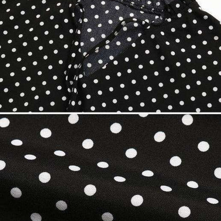 Retro Polka Dot V-Neck Dress with Flattering Tie Waist - Timeless Style - Très Elite