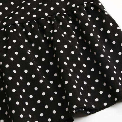 Retro Polka Dot V-Neck Dress with Flattering Tie Waist - Timeless Style - Très Elite