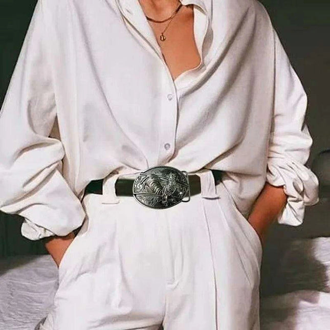 Retro Punk Cowboy Style Metal Buckle Belt for Men - Customizable Fit with Unique Embossed Detailing