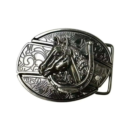Retro Punk Cowboy Style Metal Buckle Belt for Men - Customizable Fit with Unique Embossed Detailing - Très Elite