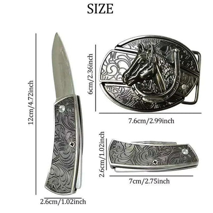 Retro Punk Cowboy Style Metal Buckle Belt for Men - Customizable Fit with Unique Embossed Detailing - Très Elite