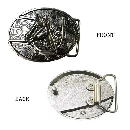 Retro Punk Cowboy Style Metal Buckle Belt for Men - Customizable Fit with Unique Embossed Detailing - Très Elite