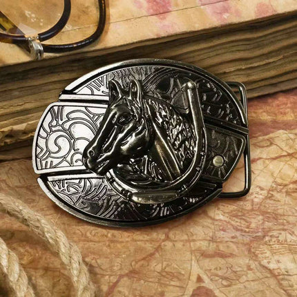 Retro Punk Cowboy Style Metal Buckle Belt for Men - Customizable Fit with Unique Embossed Detailing - Très Elite