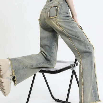 Revamp Your Wardrobe with Edgy High-Rise Wide Leg Denim Jeans for Women - Très Elite