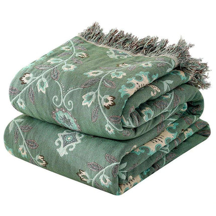 Reversible Jacquard Cotton Sofa Throw Blanket with Non-Slip Design - Très Elite