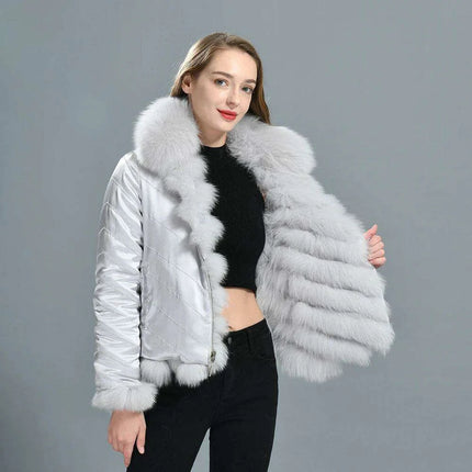 Reversible Luxury Fox Fur and Silk Winter Jacket - A Statement of Elegance - Très Elite