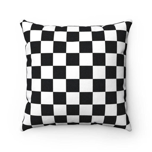Reversible Rose and Checkered Decorative Pillow Cover - Elegant Home Accent