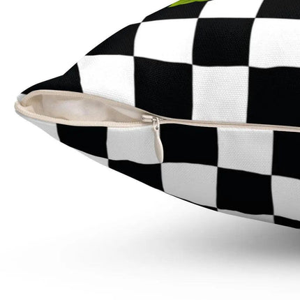 Reversible Rose and Checkered Decorative Pillow Cover - Elegant Home Accent