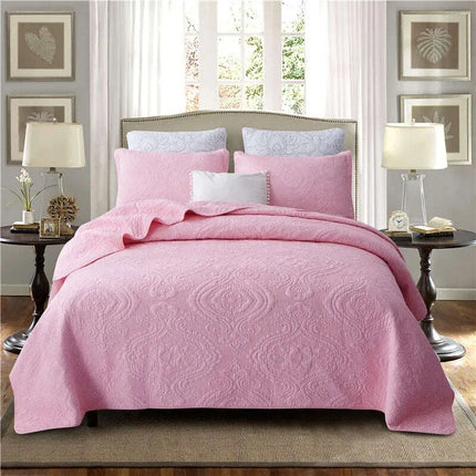 Reversible Ultra Soft 100% Cotton Bedspread Ensemble with Pillow Shams – Chic All-Season Quilted Bedding Set (3/5 Pieces) - Très Elite
