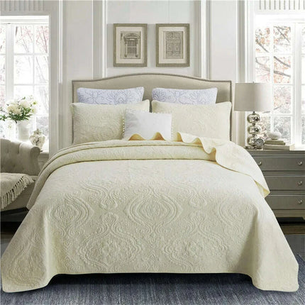 Reversible Ultra Soft 100% Cotton Bedspread Ensemble with Pillow Shams – Chic All-Season Quilted Bedding Set (3/5 Pieces) - Très Elite