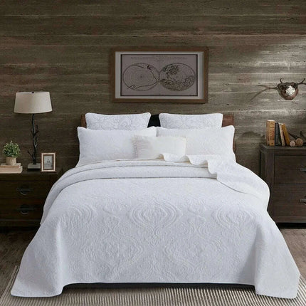 Reversible Ultra Soft 100% Cotton Bedspread Ensemble with Pillow Shams – Chic All-Season Quilted Bedding Set (3/5 Pieces) - Très Elite