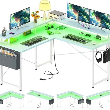 Revolutionary LED L-Shaped Gaming Desk with Innovative Storage Solutions..