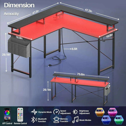 Revolutionary LED L-Shaped Gaming Desk with Innovative Storage Solutions..