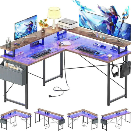 Revolutionary LED L-Shaped Gaming Desk with Innovative Storage Solutions..