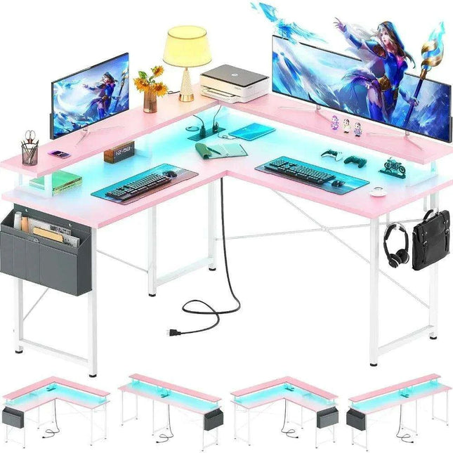 Revolutionary LED L-Shaped Gaming Desk with Innovative Storage Solutions