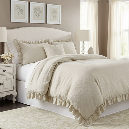 Reyna Collection Luxurious Ruffled King Bed Set with Pillow Shams