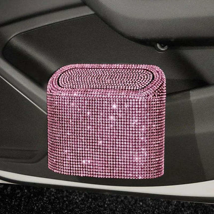 Rhinestone Elegance Car Trash Bin - Chic Auto Waste Container..