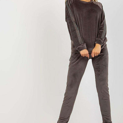 Rhinestone-Embellished Luxurious Velour Lounge Set - Très Elite