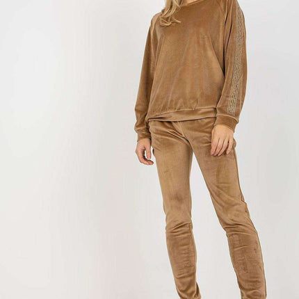 Rhinestone-Embellished Luxurious Velour Lounge Set - Très Elite