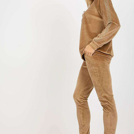 Rhinestone-Embellished Luxurious Velour Lounge Set - Très Elite