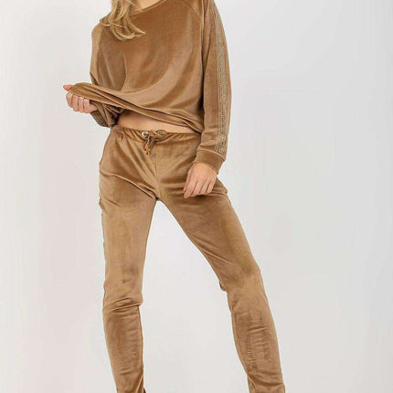 Rhinestone-Embellished Luxurious Velour Lounge Set - Très Elite