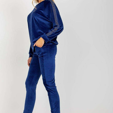 Rhinestone-Embellished Luxurious Velour Lounge Set - Très Elite