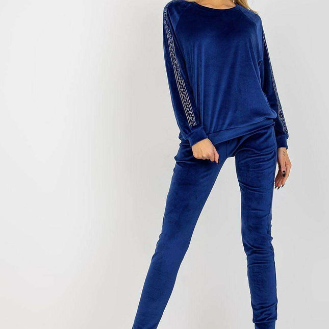 Rhinestone-Embellished Luxurious Velour Lounge Set