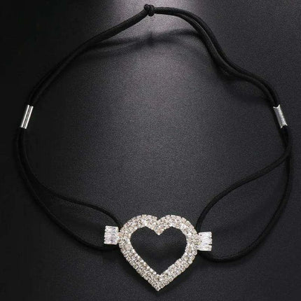 Rhinestone Heart Adjustable Thigh Chain Jewelry for Women with Elastic Harness - Très Elite