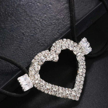 Rhinestone Heart Adjustable Thigh Chain Jewelry for Women with Elastic Harness - Très Elite