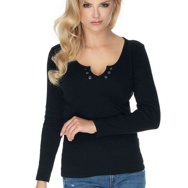 Ribbed Cotton Long Sleeve Peekaboo Top